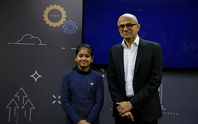 Satyan Namy Joshi with Microsoft CEO Satya Nadella,